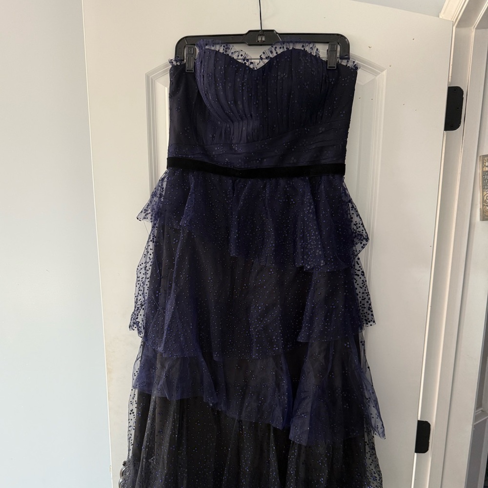 Marchesa Notte Navy Blue Tulle Gown Size 10
